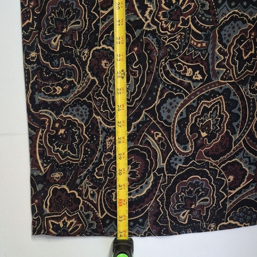 VTG Bice Paisley Midi Skirt 8P Nordstrom 90s Office Siren Dark Academia Brown - Picture 5 of 11